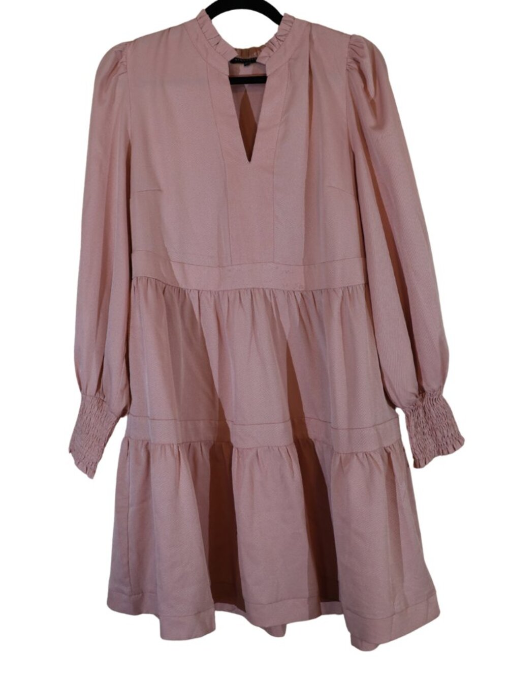 Gibsonlook Blush Pink Long Sleeve Tiered Mini Dress Size M Like New